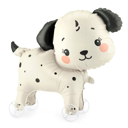 Cute puppy foil balloon on wheels with ribbon lead for children's parties