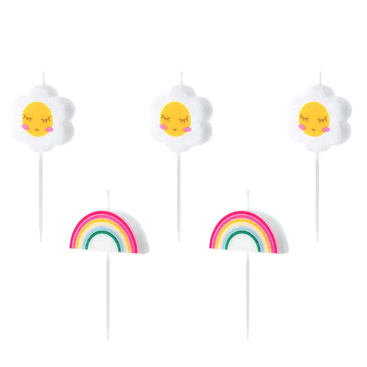 Daisy and Rainbow Cake Candles by Party Deco UK
