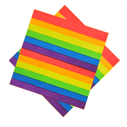 Rainbow Striped Party Napkins