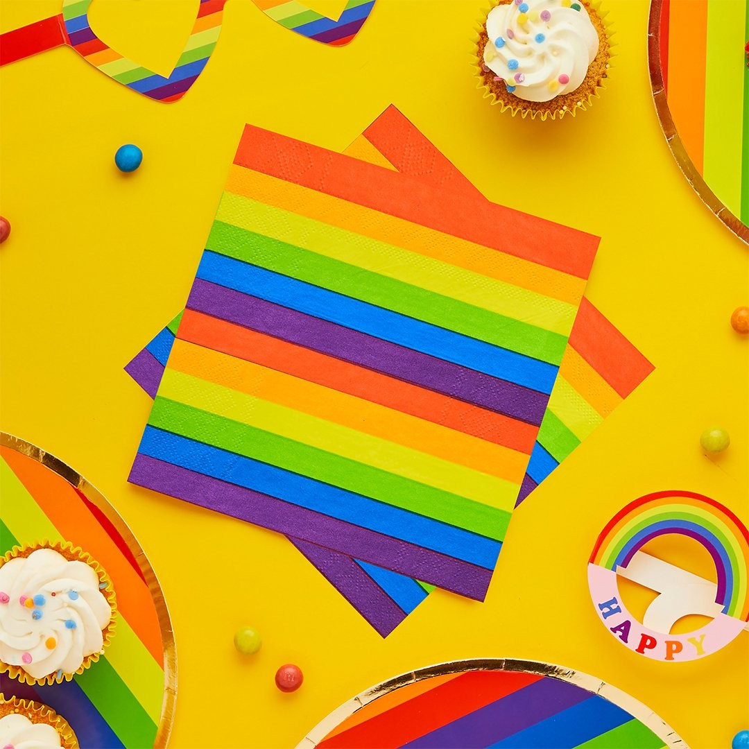 Rainbow Striped Party Napkins
