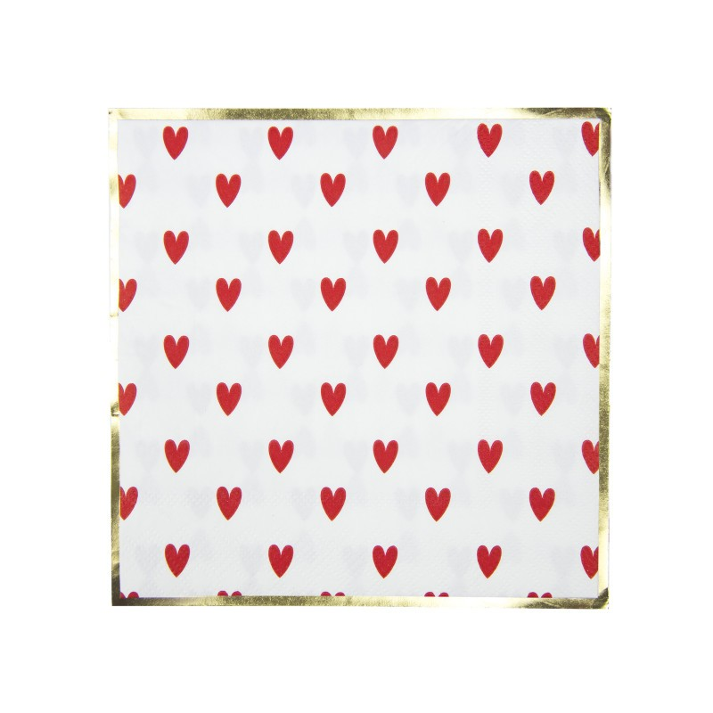 Red Heart Paper Napkins for Valentines