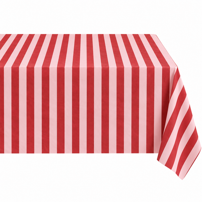 Pink and red striped paper tablecloth – 2.6m x 1.4m