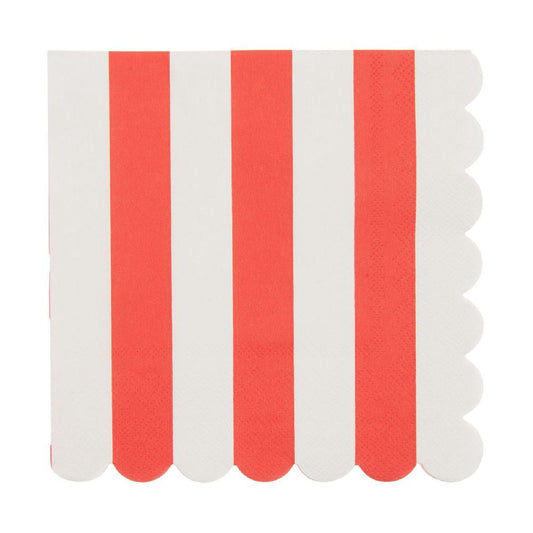 Festive Red Striped Scalloped Napkins UK