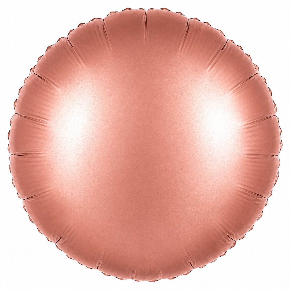 A round metallic rose gold foil balloon isolated on a white background.