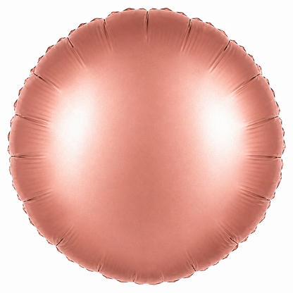 A round metallic rose gold foil balloon isolated on a white background.