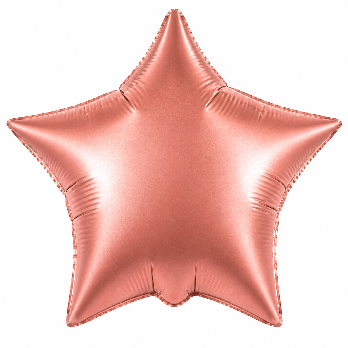 A metallic rose gold star-shaped foil balloon centered on a solid white background.