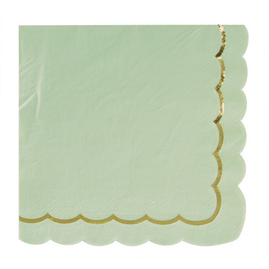 Sage Green and Gold Scalloped Napkins