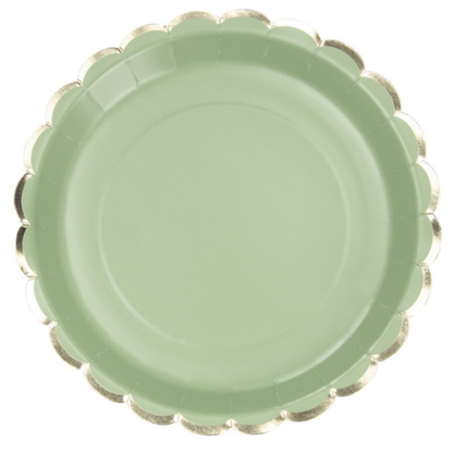 Sage Green and Gold Paper Party Plates