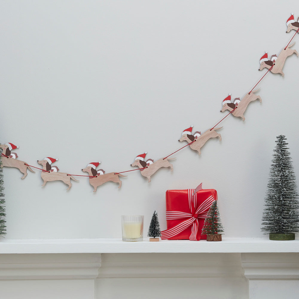 Sausage Dog Christmas Bunting Decoration | Christmas Dachshund Decorations UK