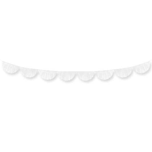 Scalloped Paper fringe party Garland - White