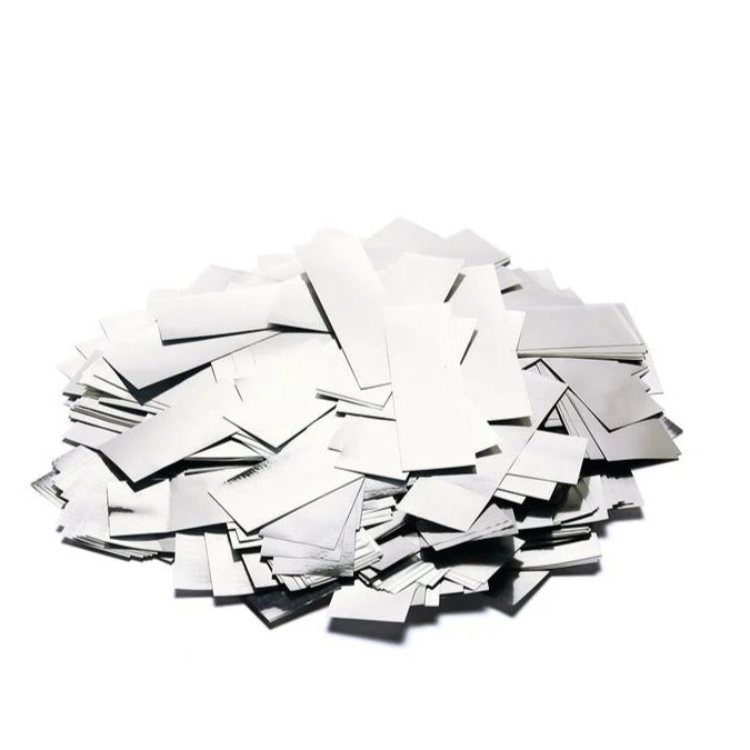 A pile of silver confetti