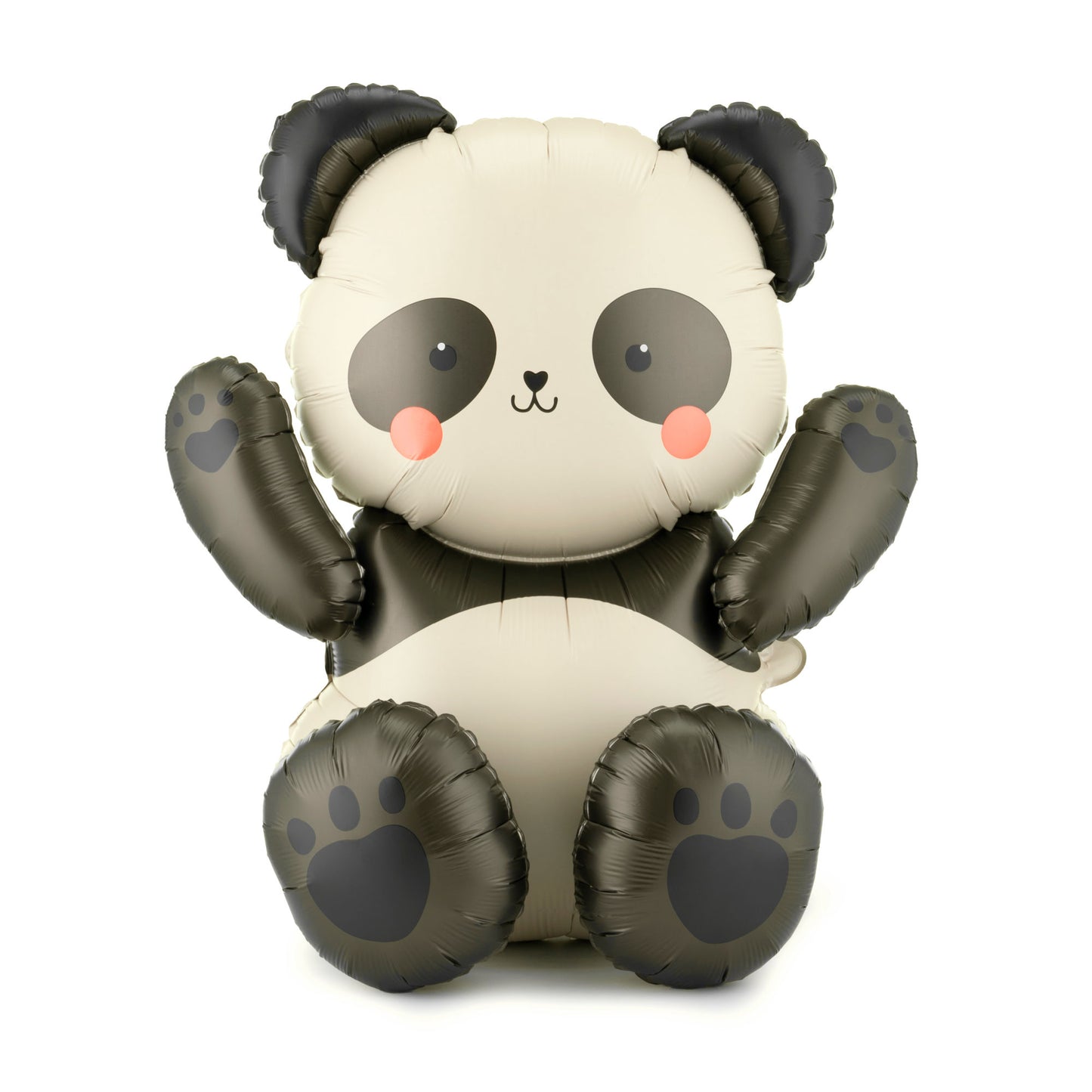Standing panda foil balloon with black ears and paws sitting upright