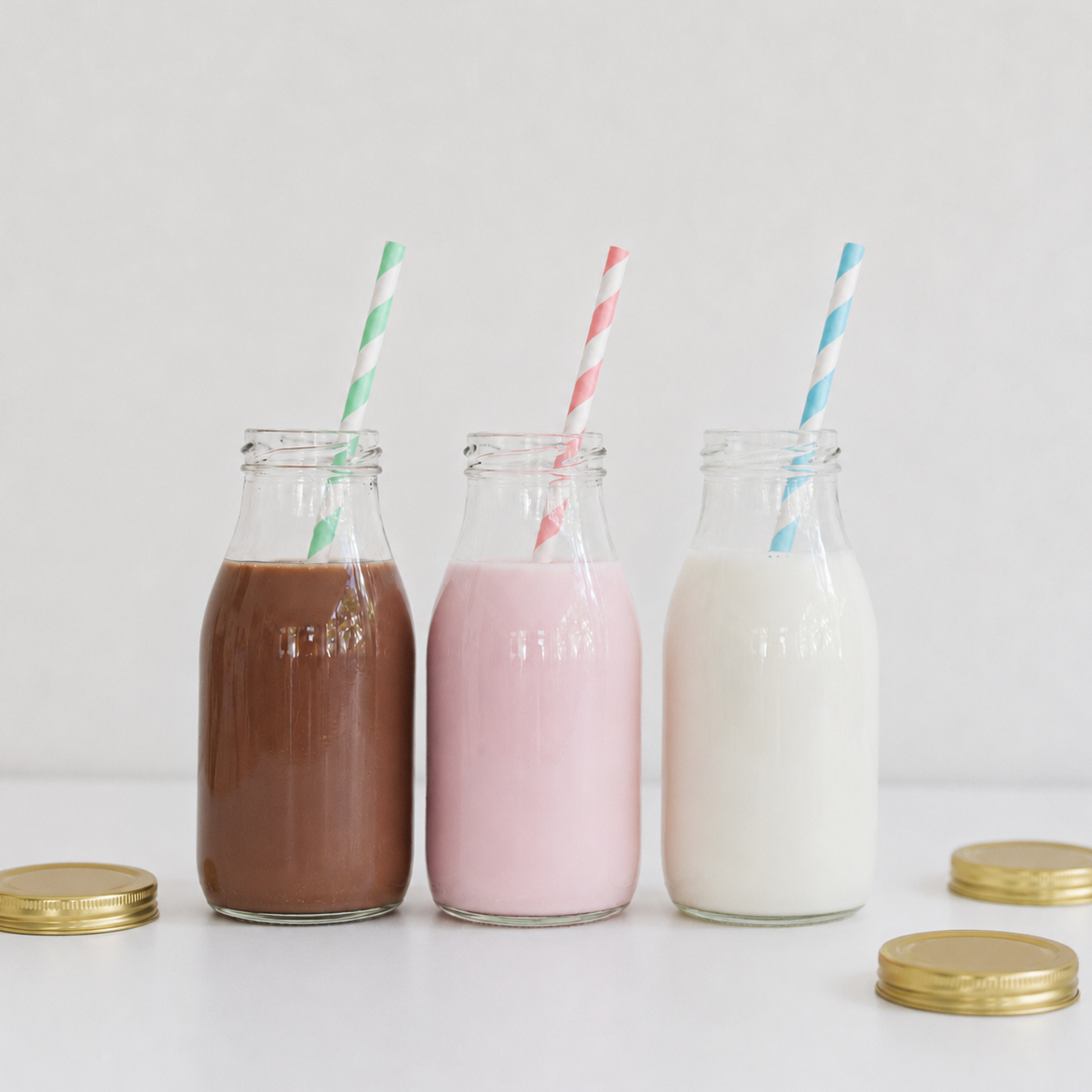 Mini Glass Bottles | Small milk bottles for parties weddings and events