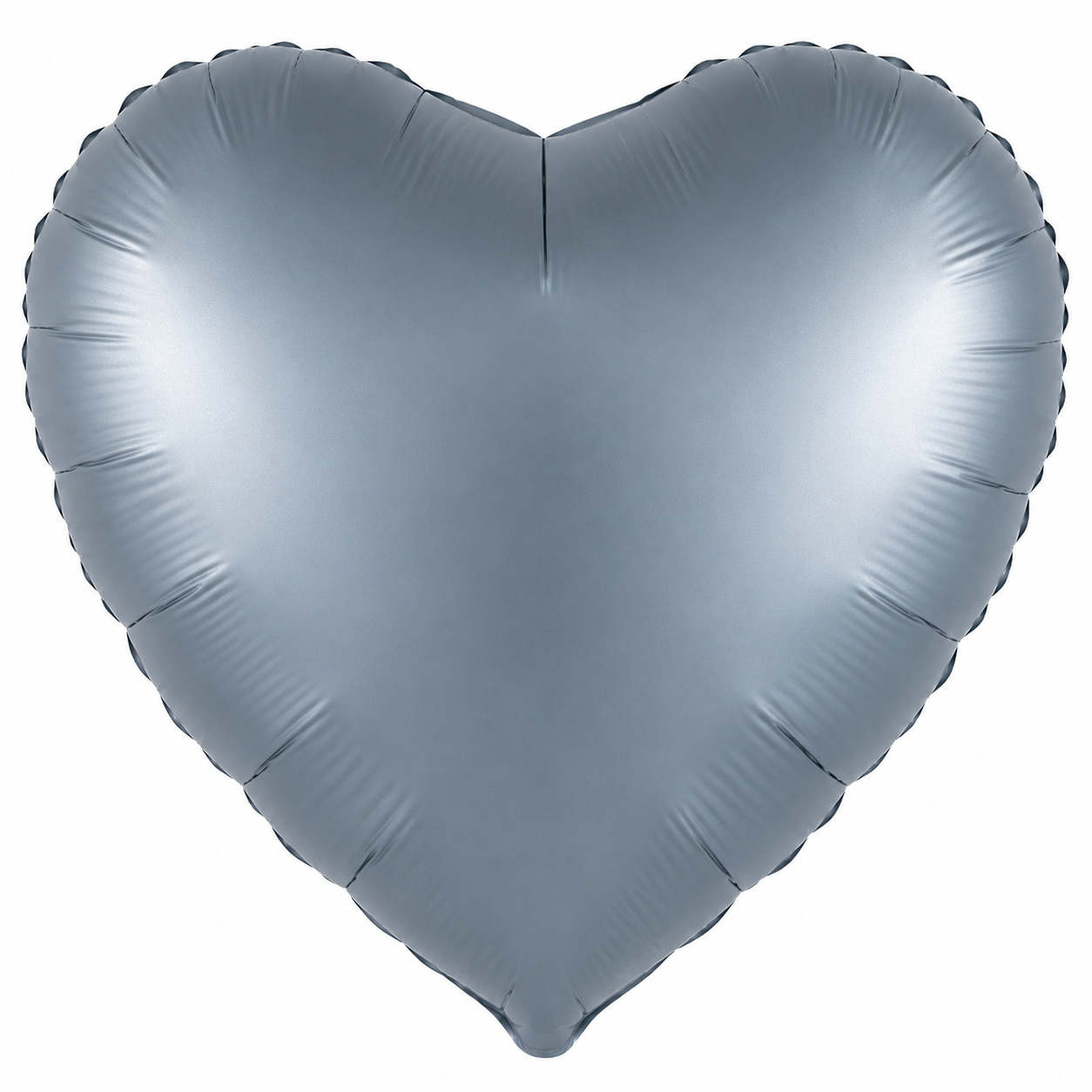 A metallic silver heart-shaped foil balloon isolated on a white background.