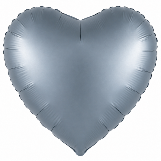 A metallic silver heart-shaped foil balloon isolated on a white background.