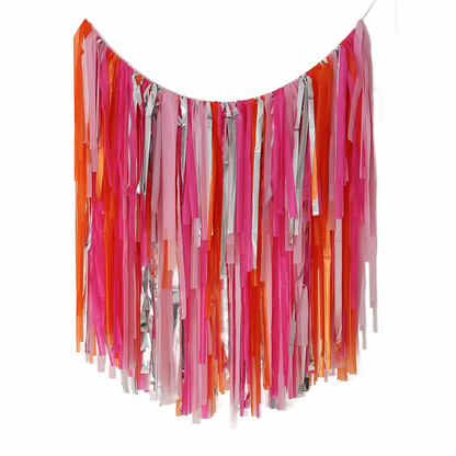Fringe Backdrop in Orange and Pinks