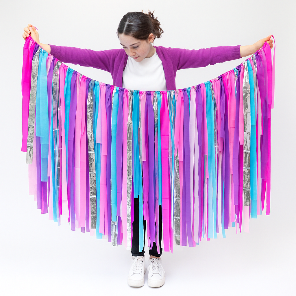 Colourful Party Streamer Garland - Purple and Turquoise