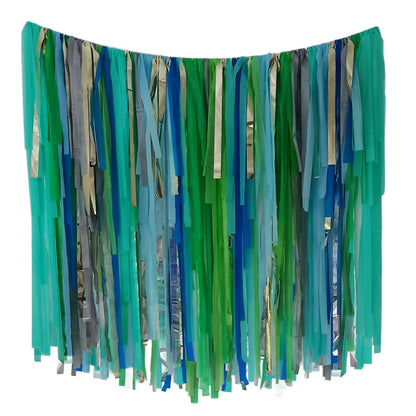 Green Streamer Garland | Handmade Party Backdrop Decoration 