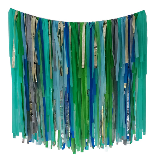 Green Streamer Garland | Handmade Party Backdrop Decoration 