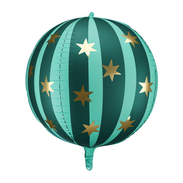 Striped Round Foil Balloons Green Mint - Party Deco