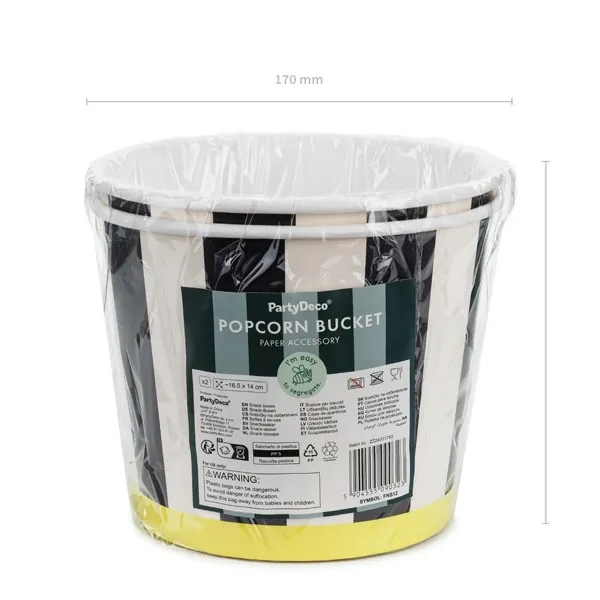 Stripey Popcorn Buckets | Popcorn Boxes | Movie Party Supplies & Decor
