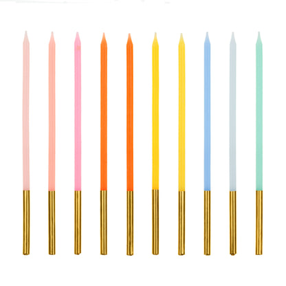 Extra Tall Colourful Birthday Candles | 14cm Modern Cake Candles