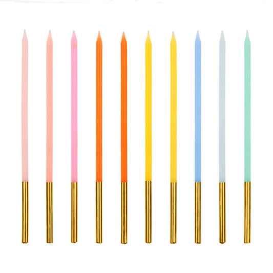 Extra Tall Colourful Birthday Candles | 14cm Modern Cake Candles