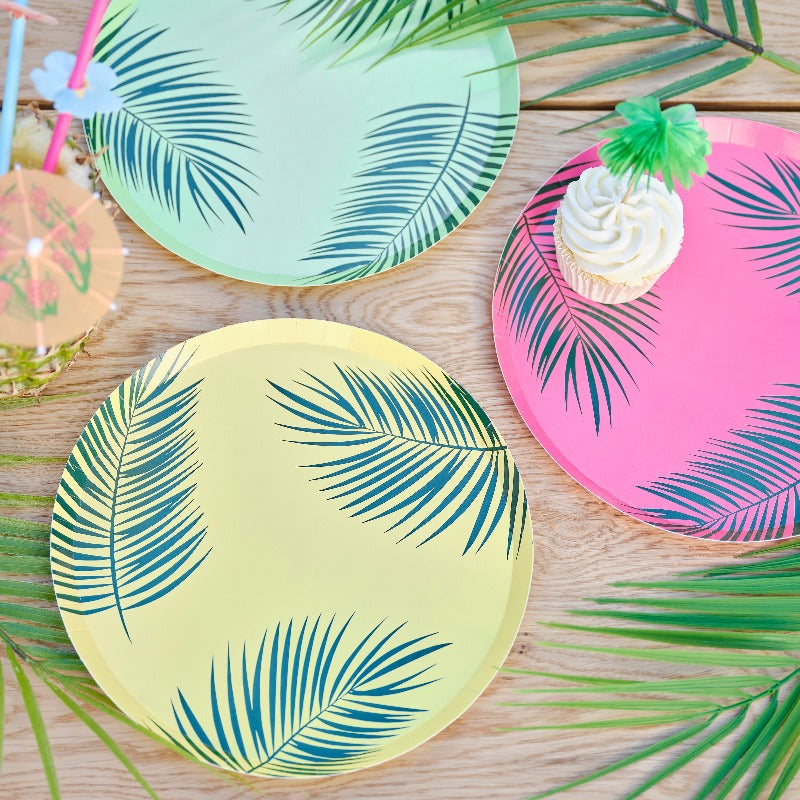 Tiki Tropical Palm Leaf Party Plates by Ginger Ray UK