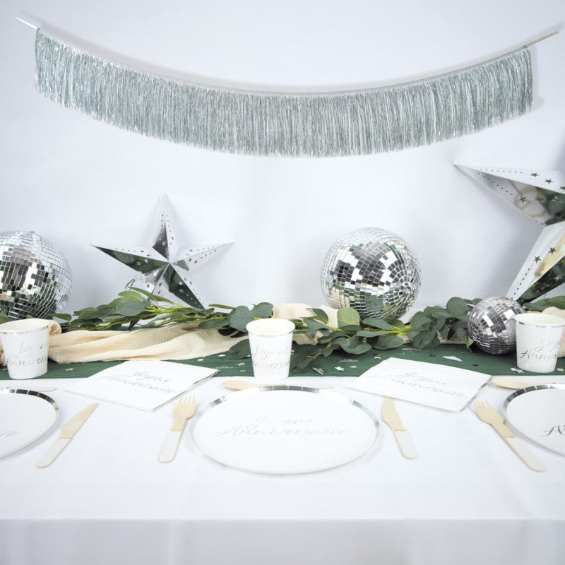 Silver Tinsel Fringe Garland Decoration