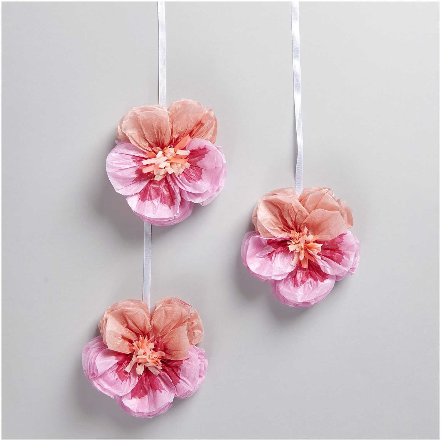 Pink paper pansies flower decorations UK