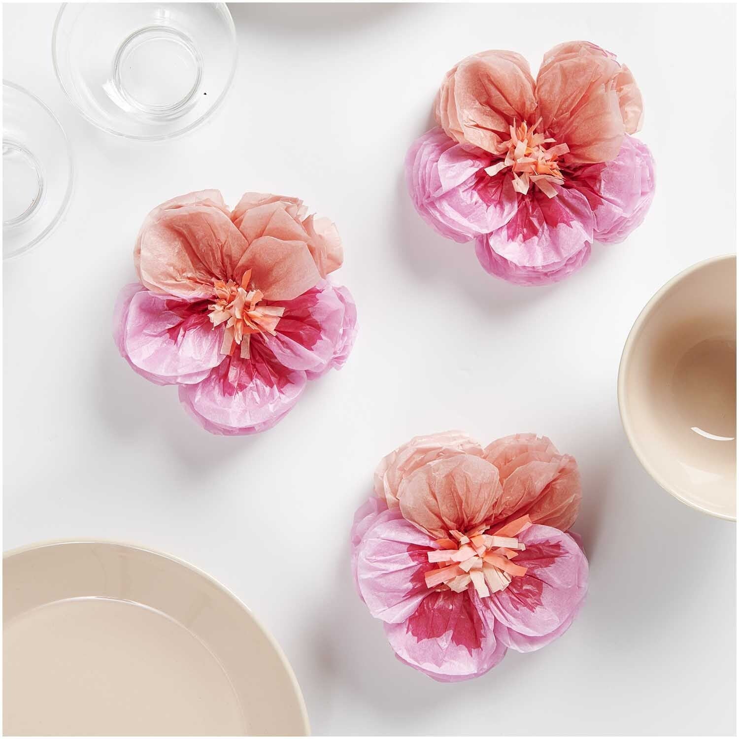 Pink paper pansies flower decorations UK