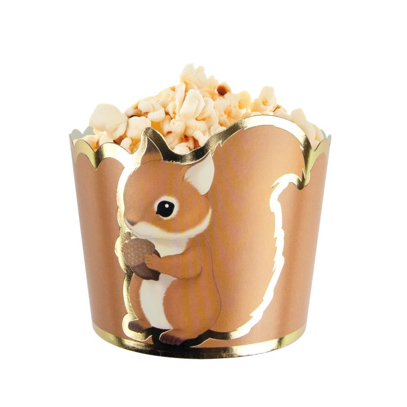 Woodland Fox & Squirrel Treat Cups with Gold Foil | Pack of 8