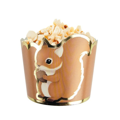 Woodland Fox & Squirrel Treat Cups with Gold Foil | Pack of 8
