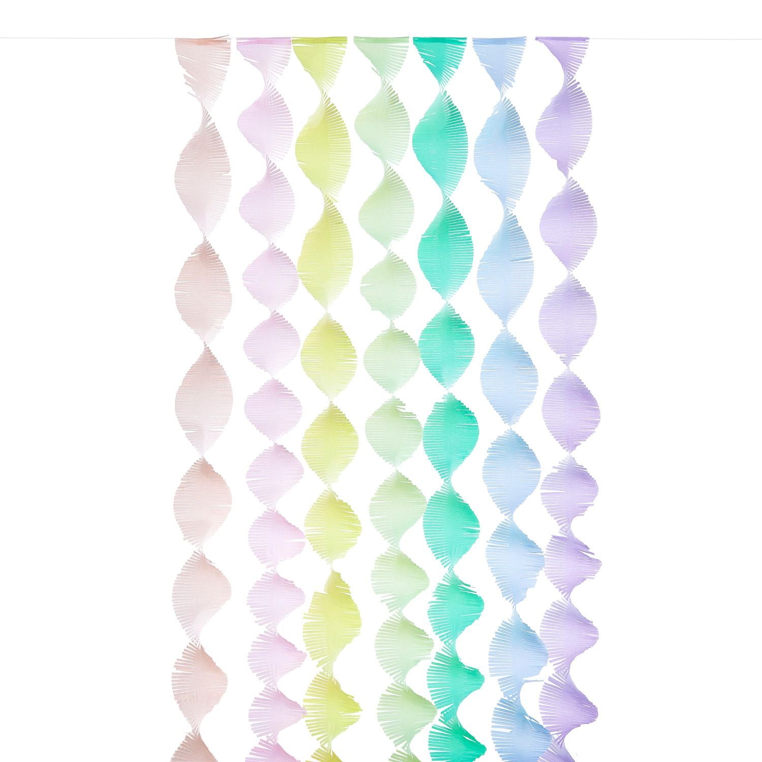 Twisty paper streamers can create beautiful ceiling decorations or a perfect party backdrop