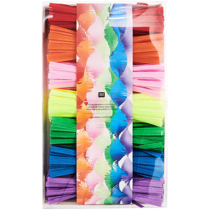 Rainbow Twisty paper streamers can create beautiful ceiling decorations or a perfect party backdrop