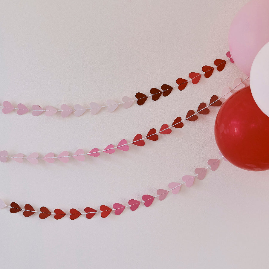 5 meter ombre heart garland for valentines and weddings