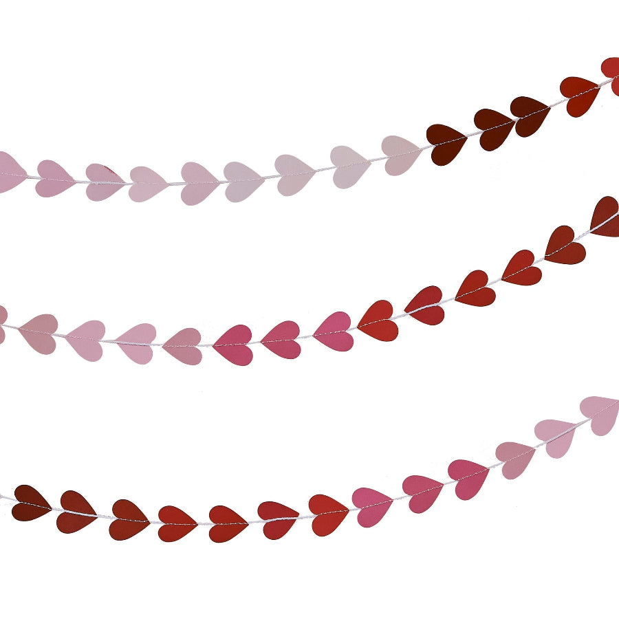 5 meter ombre heart garland for valentines and weddings