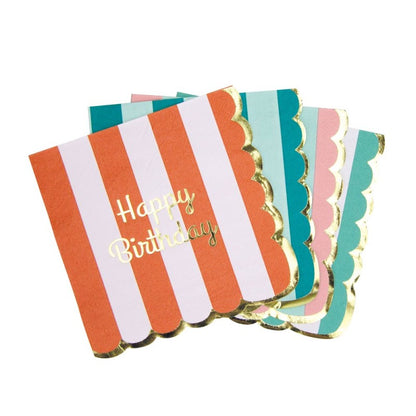 Vintage inspired Happy Birthday Striped Napkins