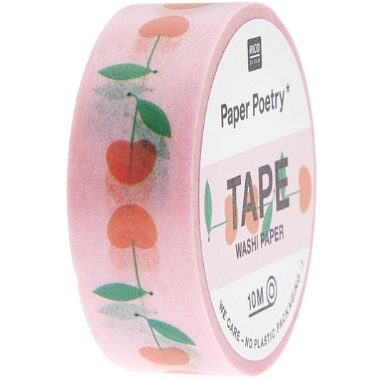10m Washi Tape with Cute Cherries printed on it