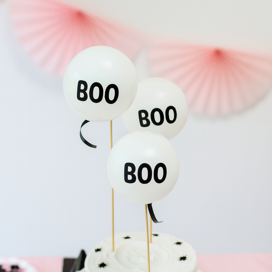 White Boo Balloons or Halloween