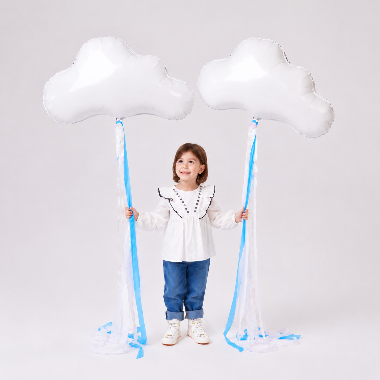 White cloud shaped 24 inch foil balloons for baby shower and birthday party decorations