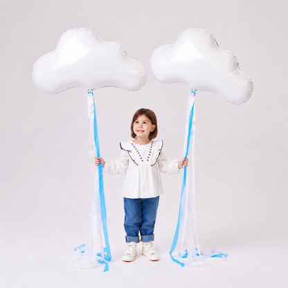 White cloud shaped 24 inch foil balloons for baby shower and birthday party decorations