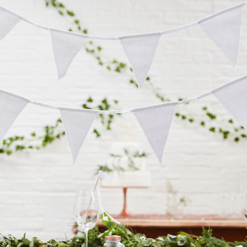 White Fabric Bunting for Weddings and Events 5m