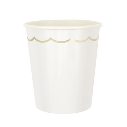 White and Gold Scalloped Party Cups