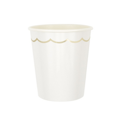 White Gold Scalloped Party Cups