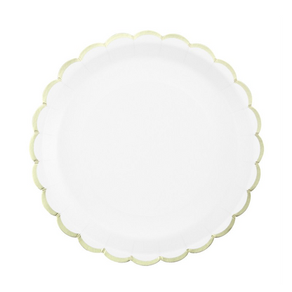 White and Gold Scalloped Party Plates