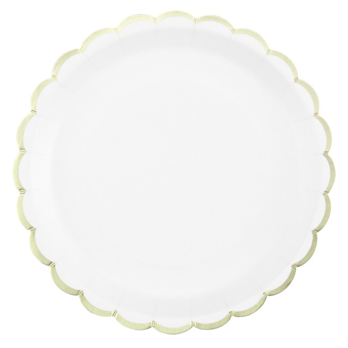 White Gold Scalloped Party Plates