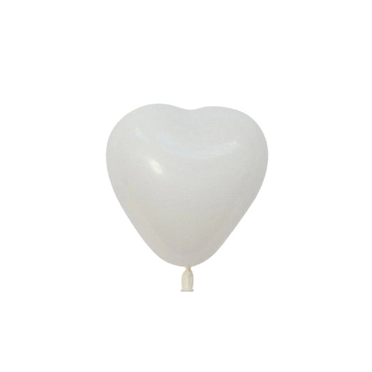 White Mini Heart BAlloons | 5" Latex Qualatex Heart Balloons UK