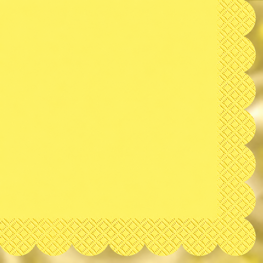 Pretty Yellow Pastel Napkins with Scallops | Pink Paper Serviettes Unique