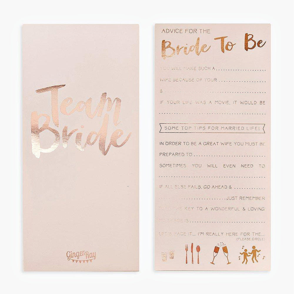 Team Bride Advice Cards | Hen Do Bridal Shower